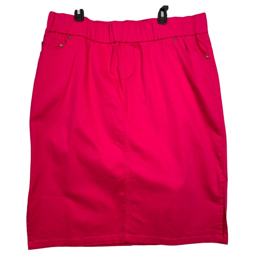 Jessica London Womens Denim Skirt Size 20W Pink Cotton Blend Pull On Pencil